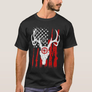 T-shirt Drapeau américain de chasse aux cerfs blancs Vinta
