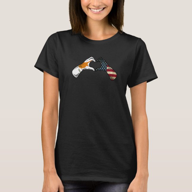 T-shirt Drapeau américain de Chypre Drapeau des États-Unis (Devant)