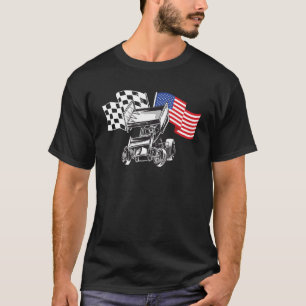 T-shirt Drapeau américain de course automobile Sprint