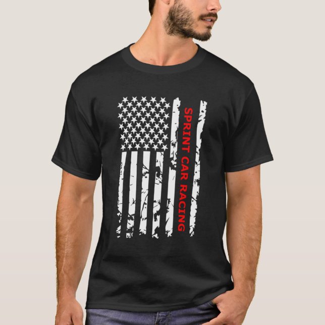 T-shirt Drapeau américain de course automobile Sprint (Devant)