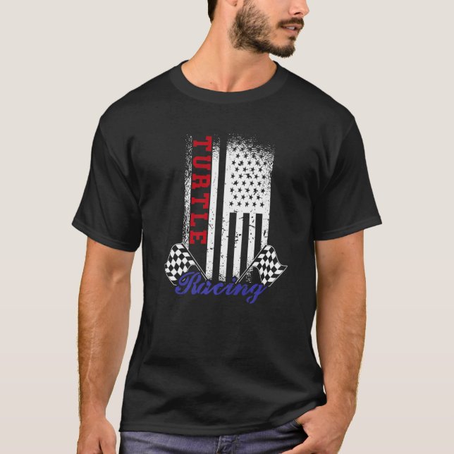 T-shirt Drapeau américain de course de tortue coureur conc (Devant)