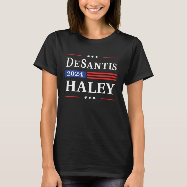 T-shirt Drapeau américain de Desantis Haley 2024 Nikki Hal (Devant)