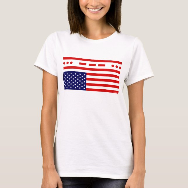 T-shirt Drapeau américain de détresse de SOS (Devant)