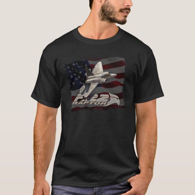 T-shirt Drapeau américain de F-22 Raptor (Devant)