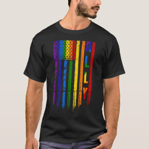 T-shirt Drapeau Américain De Fierté De La Rainbow Lgbt Lgb
