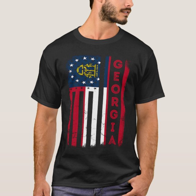 T-shirt Drapeau américain de Géorgie Drapeau de l'État de  (Devant)
