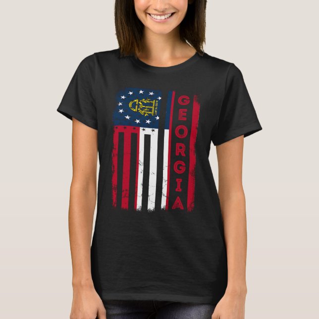 T-shirt Drapeau américain de Géorgie Drapeau de l'État d'o (Devant)