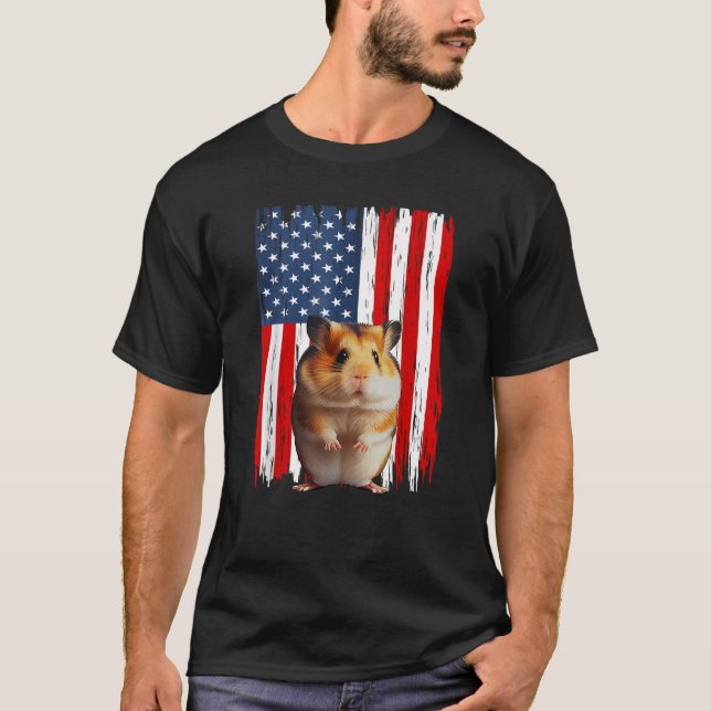 T-shirt Drapeau américain de hamster patriotique 4 juillet (Devant)