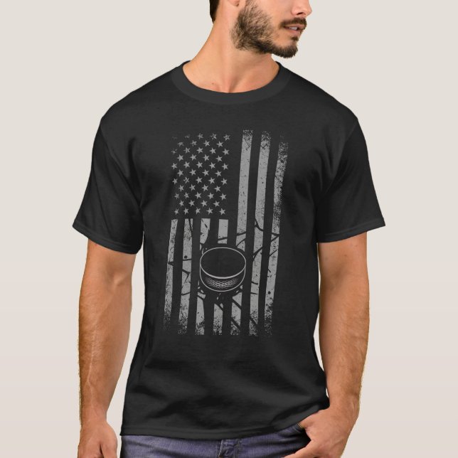 T-shirt Drapeau américain de hockey (Devant)