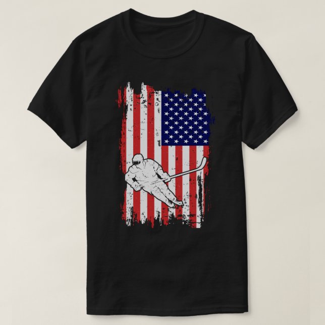 T-shirt Drapeau Américain de Hockey (Design devant)