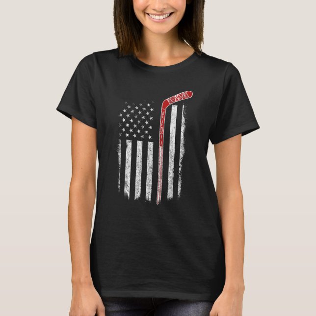 T-shirt Drapeau américain de hockey (Devant)