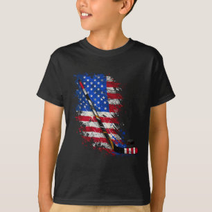 T-shirt Drapeau américain de hockey 4 juillet
