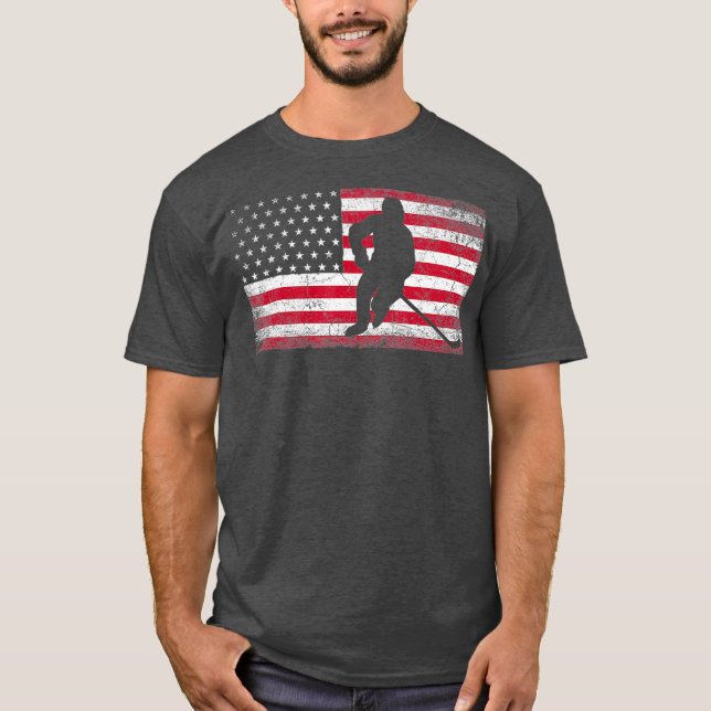 T-shirt Drapeau américain de hockey 4 juillet patriotique  (Devant)
