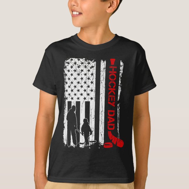 T-shirt Drapeau américain de hockey papa (Devant)
