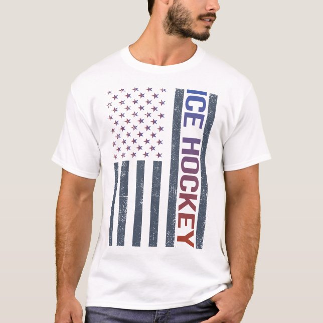 T-shirt Drapeau américain de hockey sur glace (Devant)