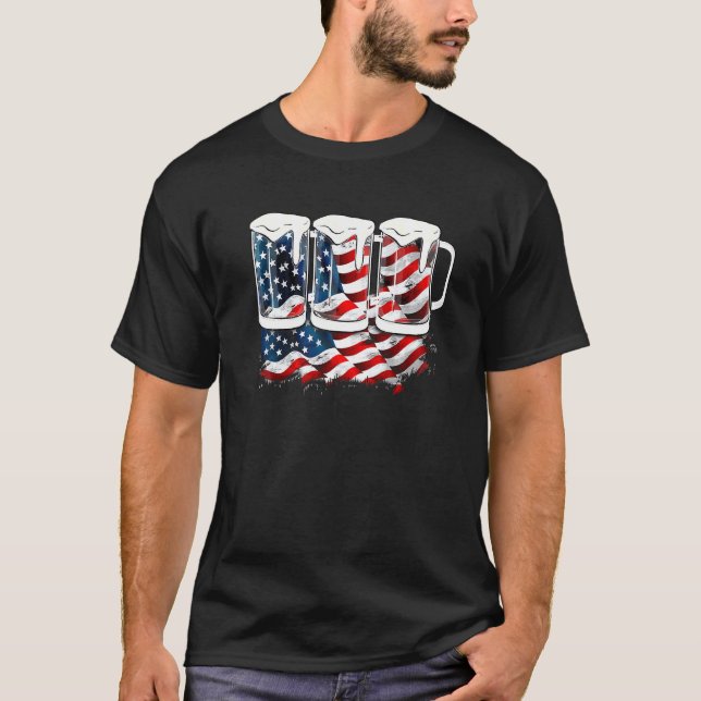 T-shirt Drapeau américain de la bière 4 juillet Merica Usa (Devant)