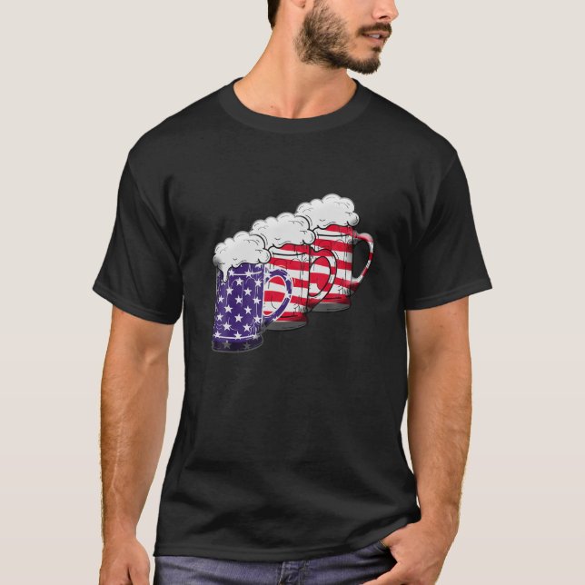 T-shirt Drapeau américain de la bière 4 juillet USA (Devant)
