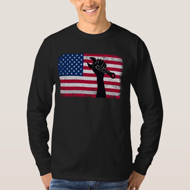 T-shirt drapeau américain de la fête du travail (Devant)
