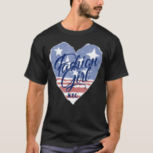 T-shirt Drapeau américain de la fille de mode patriotique