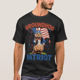 T-shirt Drapeau américain de la marmotte patriotique Céléb