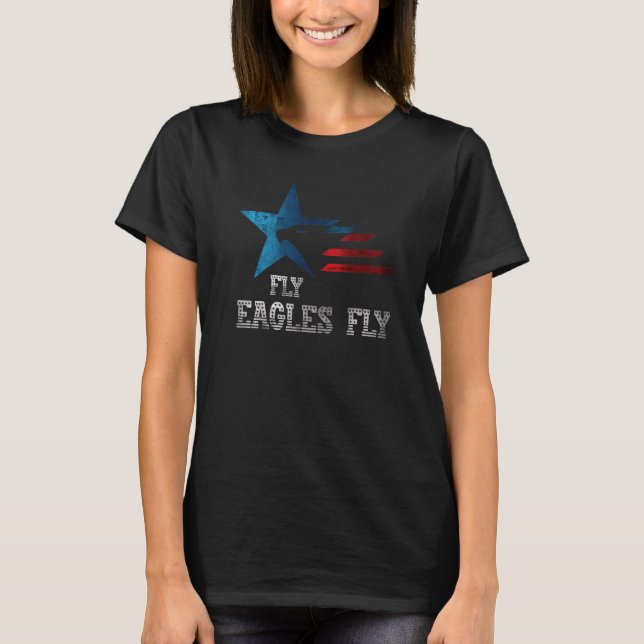 T-shirt Drapeau américain de la mouche des aigles (Devant)