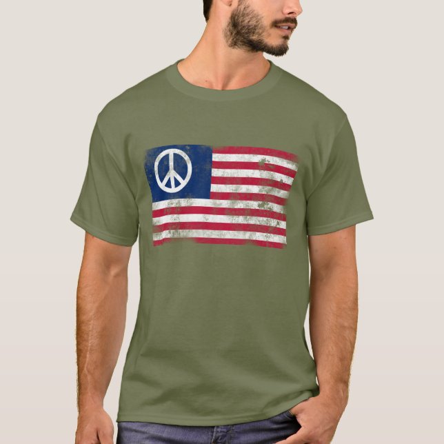 T-shirt Drapeau Américain de la Paix (Devant)