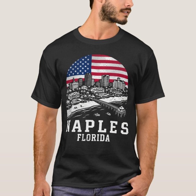 T-shirt Drapeau américain de la ville de Naples Floride (Devant)