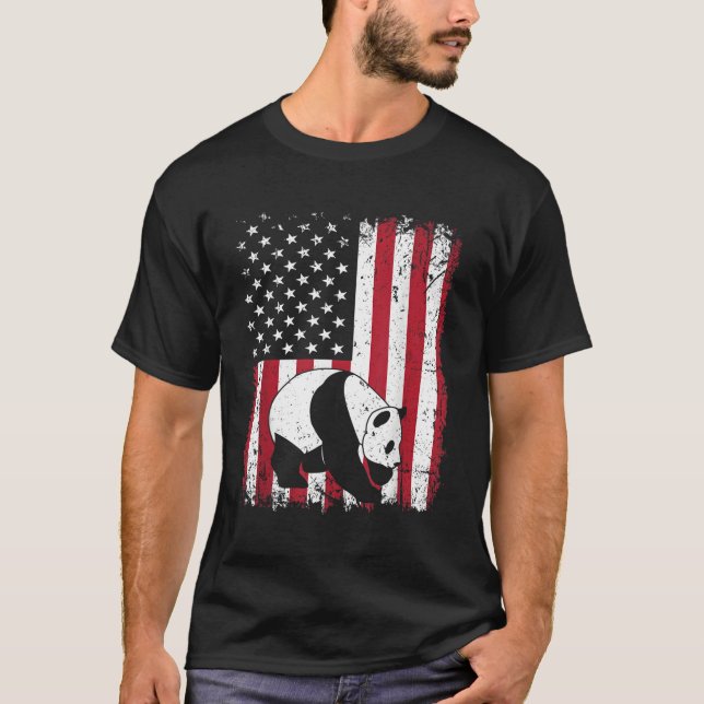 T-shirt Drapeau américain de l'animal de Panda (Devant)