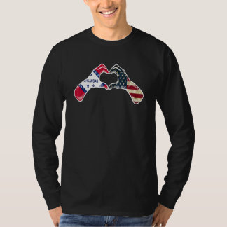 T-shirt Drapeau américain de l'Arkansas USA   Cœur des Ark