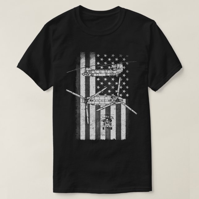 T-shirt Drapeau américain de l'hélicoptère Chinook CH-47 p (Design devant)