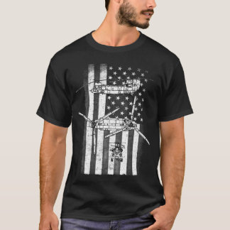 T-shirt Drapeau américain de l'hélicoptère Chinook CH-47 p