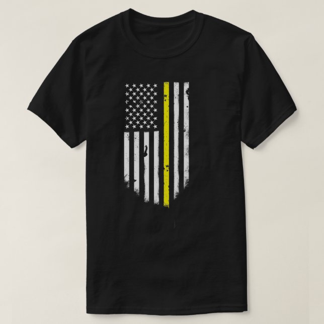 T-shirt Drapeau américain de ligne jaune mince Drapeau Coo (Design devant)