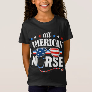 T-Shirt Drapeau américain de l'infirmière 4 juillet patrio