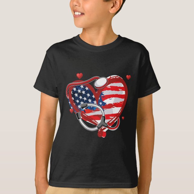 T-shirt Drapeau américain de l'infirmière 4 juillet patrio (Devant)