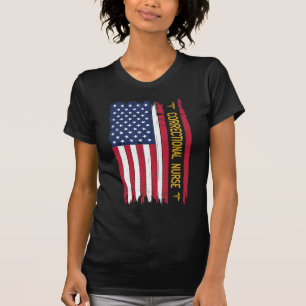 T-shirt Drapeau américain de l'infirmière correctionnelle