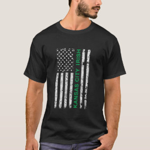 T-shirt Drapeau américain de l'Irlande américaine de Kansa