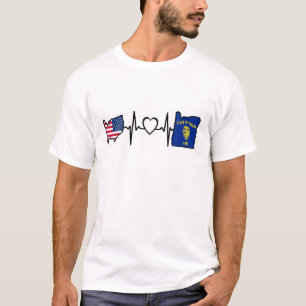 T-shirt Drapeau américain de l'Oregon - USA Oregon Heartbe