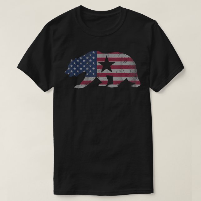 T-shirt Drapeau américain de l'ours de la République de Ca (Design devant)
