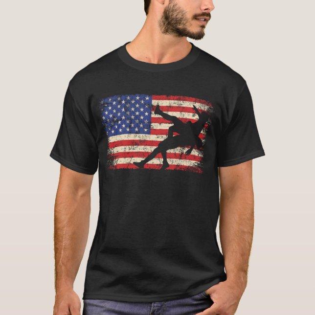 T-shirt Drapeau américain de lutte (Devant)