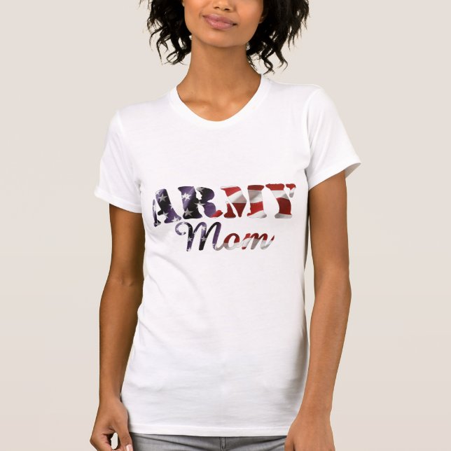 T-shirt Drapeau américain de maman d'armée (Devant)