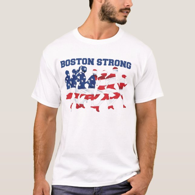 T-shirt Drapeau américain de marathon courant fort de (Devant)
