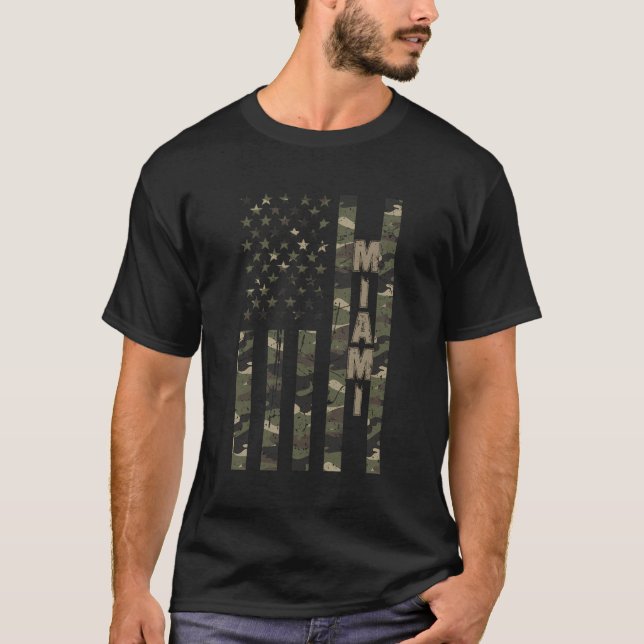 T-shirt Drapeau américain de Miami Camo W Us (Devant)