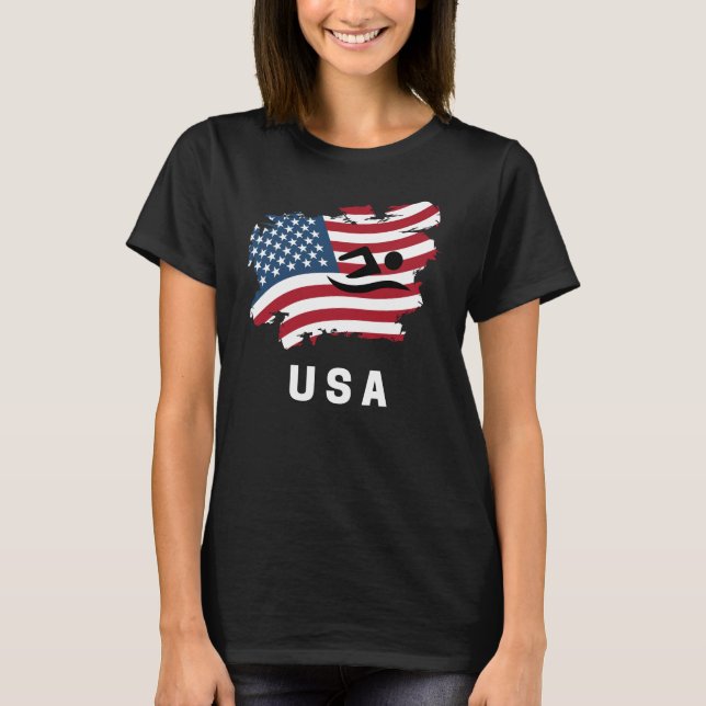 T-shirt Drapeau américain de natation (Devant)