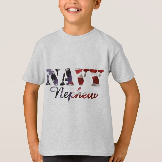 T-shirt Drapeau américain de neveu de marine (Devant)