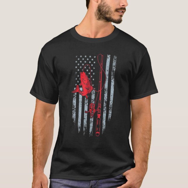 T-shirt Drapeau américain de pêche (Devant)