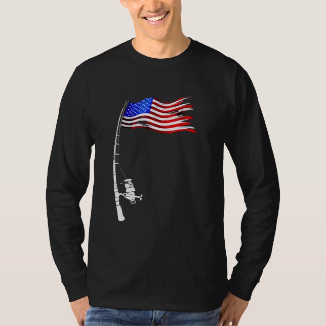 T-shirt Drapeau américain de pêche (Devant)