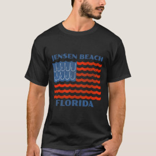 T-shirt Drapeau américain de pêche vintage Jensen Beach Fl