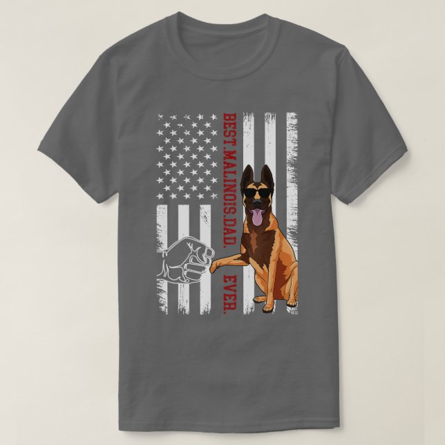 T-shirt Drapeau américain de père malinois belge pour homm (Design devant)