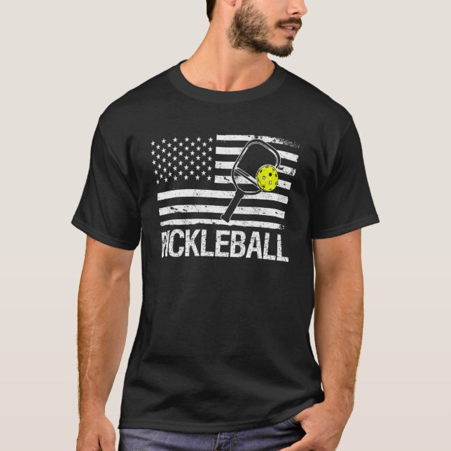 T-shirt Drapeau américain de Pickleball (Devant)