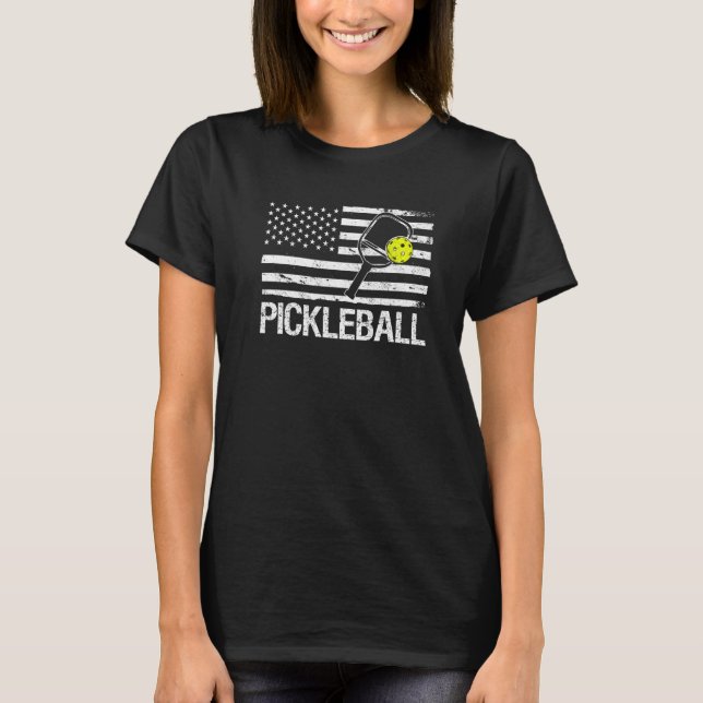 T-shirt Drapeau américain de Pickleball (Devant)